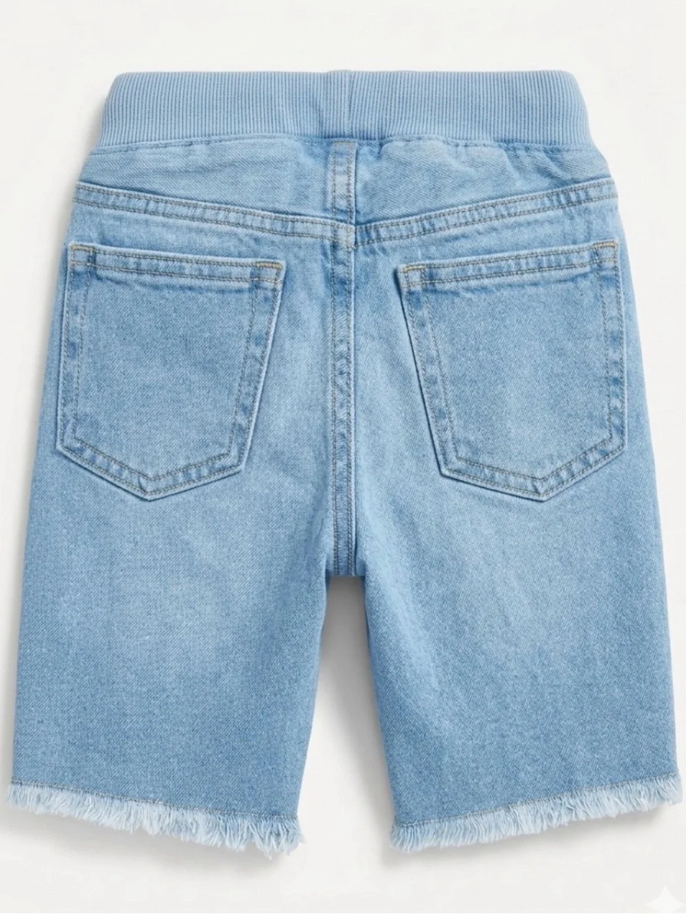 GAP Light Blue Distressed Knit-Waist Kids Denim Shorts